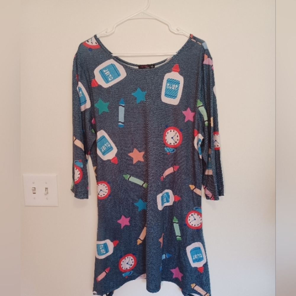 Plus Size Dress Teacher Graphic Crayon Pattern